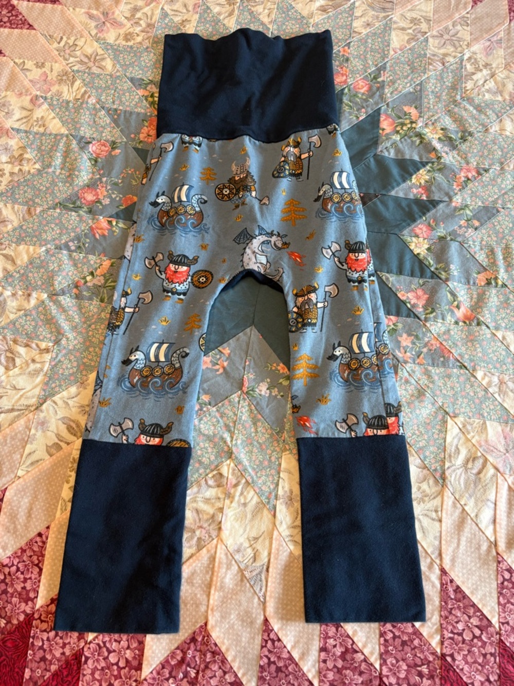 Small Shop Blue Viking Print Children's Grow with Me Pants